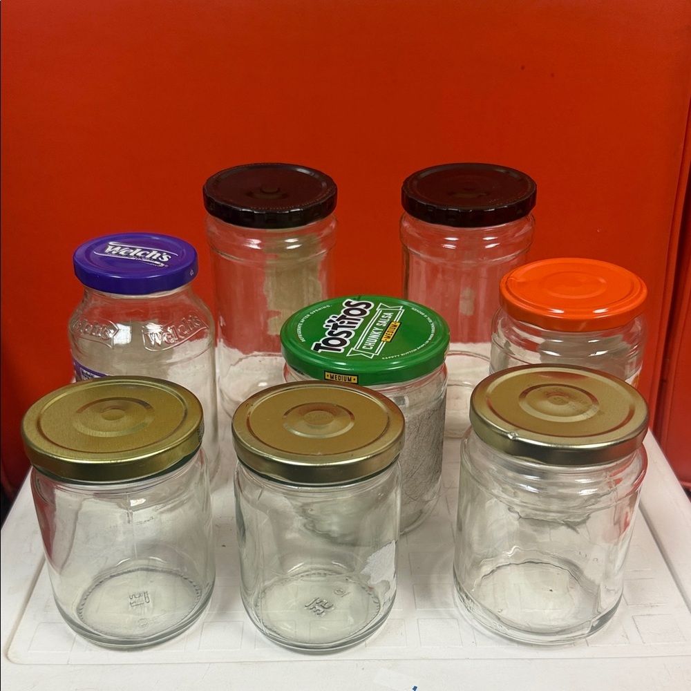 Assorted Glass Jars with Multi-Color Lids